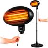 Wintem - Stufa Elettrica da Patio Verticale Ignis con 3 Livelli di Riscaldamento, Altezza Regolabile 130-200 cm, Testa Inclinabile a 45°, Riscaldamento Elettrico a Basso Consumo per Esterni