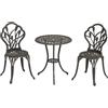 Outsunny Set da Esterno 3 Pezzi con 2 Sedie da Giardino e Tavolo Rotondo Bronzo