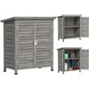 Outsunny Armadio da Giardino con Porte a Persiana e 2 Ripiani in Legno Grigio