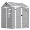 Outsunny Casetta da Giardino in Resina con Pavimento e 2 Porte 1.8 x 1.8 m