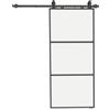 HOMCOM Porta Scorrevole Esterna Muro 91.4x203.2cm in Vetro Satinato per Bagno
