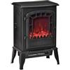 HOMCOM Caminetto Elettrico con Effetto Fiamma Temperatura 1000W-2000W Nero