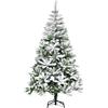 HOMCOM Albero di Natale Innevato Alto 180 cm con 750 Rami e Base in Acciaio