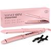 Golden Goods Piastra per Capelli Professionale 2 in 1 - Liscia e Arriccia, Tecnologia Ionica, 120-230°C, Riscaldamento in 30 Sec - Powder Pink
