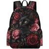 TPISLI Zaino Scolastico Black Cat Alunni Elementare Zaino Scolastico Rose Kitten Bambini Elementare Cartella Scolastica Pratico Quotidiano Tempo Libero Viaggio