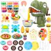 VBACALA Plastilina per Bambini, Set Pasta da Modellare con Macchina per Pasta Dinosauro, Giocattolo Cucina Creativa 42PCS con 12 Colori, Accessori e Stampi, Regalo Bambini 3 4 5 Ann