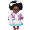 ebuddy 40 cm, anatra nera con coniglietti giocattolo, anatre afroamericane con capelli ricci, in confezione regalo, per bambini dai 3 anni in su