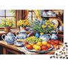 NHWNMTYAHTQx Natura Morta Fiori Puzzle 1000 Pezzi per Adulti Carta Relax Decorazione Casa Tavola Frutta 70x50cm/1000pcs