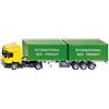 Siku 3921, Camion con container, 1:50, Metallo/Plastica, Giallo/Verde, Con 2 container, Rimorchio a lunghezza regolabile