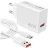 Kryolithm Caricabatterie USB da 45 W per Xiaomi Redmi Note 14 Pro 5G/13 Pro/12/11/Poco X7 M7 Pro/Mi 11/Mi Pad 7, Caricabatterie rapido per dispositivi Xiaomi con cavo di ricarica Type-C da 6 A 2M