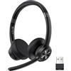 TECKNET V5.2 Cuffie Bluetooth con microfono e USB Dongle Wireless Headset con cancellazione del rumore e microfono muto