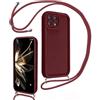 LEHEHE Cover per Xiaomi 17T con Cordino Regolabile, Custodia Telefono a Tracolla e da Collo TPU Silicone Morbido Antiurto Cover Protezione Fotocamera-Vino