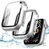 JETech Cover per Apple Watch SE 3/2/1, Series 6/5/4 40mm, Argento | Impermeabile, con Pellicola Protettiva, Vetro Temperato Integrato, Custodia Bumper PC Rigido, Alta Sensibilità Touch