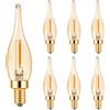 Hcnew Lampadina E14 LED Candela Retrò Vintage Filamento Lampada Candela C22 0.7w Equivalente 7 Watt 2200K Ultra Caldo, 50 lumen Candelabro Lampadario Sale Lampada Notte,220V-240V,Confezione da 6