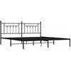 KTHLBRH Giroletto in Acciaio Nero 200x200 cm con Testiera | Con Doghe Incluse, Spazio Contenitore Sotto, Base Letto con Pediera, Struttura Robusta
