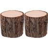 Abaodam 2 Pezzi Tronco Cavo Decorativo in Legno, Finto Ceppo di Albero, Marrone, Design Cavo, Base Stabile, per Location Matrimonio e Sentieri di Ghiaia, Stile Rustico Vintage