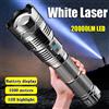 XIWANGFIRE Torcia laser bianca ad alta potenza Faretto LED super luminoso Torcia a lungo raggio Zoom Emergenza esterna con indicatore batteria