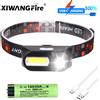 XIWANGFIRE Potente lampada frontale COB+LED da 1500LM, ricaricabile tramite USB, impermeabile, luminosa, per campeggio e ciclismo