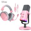 FIFINE Kit cuffie e microfono per streaming di giochi con manopola di guadagno/RGB/monitor, per PC/MAC/PS4/PS5/Mixer/YouTube/Steam-AM8TP/H9P