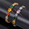 ESKEEM Gioielli Hip Hop Bracciale multi pietre preziose ghiacciate Forma mista Gemme arcobaleno Catena a maglie incrociate Moda per donna Uomo