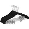 SONGMICS Appendini per Pantaloni, 10 Appendini in Velluto, Lunghezza 42,5 cm, con Clip Regolabili, Antiscivolo, Salvaspazio, per Pantaloni, Cappotti, Vestiti, Nero/Bianco