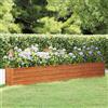 NONE Lettino rialzato da giardino 320x40x45 cm in acciaio Corten effetto ruggine, fioriera per orto da esterno