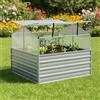 NONE Fioriera Rialzata in Acciaio Zincato Argento con Serra 100x100x85 cm, Vaso per Ortaggi