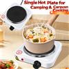 NONE Piastra Elettrica Singola da 1000W per Cucina da Tavolo, Piastra Riscaldante in Ghisa Portatile con 5 Livelli e Indicatore di Potenza, Protezione dal Surriscaldamento per Casa, Cucina e Esterni -