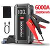 PGNOOGE Avviatore di Emergenza per Auto 6000A 26800mAh, Booster per Batteria Auto, Power Bank per Avviamento Auto, Avviatore Portatile, Batteria Portatile