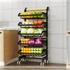NONE Carrello portaoggetti mobile a 5 ripiani in acciaio al carbonio Garvee, carrello multiuso con montaggio a clip senza attrezzi, scaffale organizer mobile per cucina, bagno, soggiorno, ufficio e