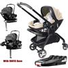 LUVCHAIN Passeggino 4-in-1 con base ISOFIX, spedizione dall'UE, include seggiolino auto per bambini, passeggino di lusso portatile e leggero per neonati.