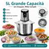 NONE Robot da cucina elettrico da 5L, Tritacarne, Frullatore, Mixer, Tritatutto elettrico, Tritatutto con 6 lame a livello bi-blocco, Tritatutto con ciotola in acciaio inossidabile per carne, Tritatutto da