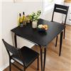 NONE Set di 3 tavoli da cucina (2 paia) con struttura in metallo e 2 sedie imbottite, salvaspazio, stile industriale, per sala da pranzo, cucina e soggiorno