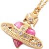 Vivienne Westwood DIAMANTE CUORE sfera collana ciondolo GP strass rosa NUOVO