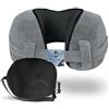A ACTIVE SOUL Active Soul - Cuscino cervicale, aereo, auto, memory foam, con borsa | Cuscino da viaggio con chiusura in flessibile, cuscino da viaggio, piccola tasca laterale, lavabile, morbido e comodo