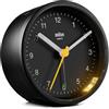 Braun Orologio Sveglia Analogico Classico Funzione Snooze e Luce, Movimento al Quarzo silenzioso, Suono Sveglia Beep con crescendo, colore nero, modello BC12B.