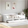 IKAYAA Divano Letto con Cassetti Struttura Letto con Cassetti Letto Contenitore Letto Singolo con Contenitore Struttura Letto con Telaio a Doghe in Legno-Bianco-90 x 190 cm