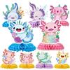 Bubaxuce Colorate Axolotl Decorazioni per Compleanno - 9 Pezzi Decorazioni per Festa con Teneri Animali Rosa, Blu, Verde E Giallo, Addobbi A Nido d'Ape per Tavolo Tema Ba