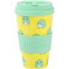 IDRINK®- Tazza in RPET per Caffé con Tappo in Silicone Apribile, Facile da Portare 435 ml, Mug Takeaway Plastica Riciclata 8.7 x 8.7 x 15 cm Ergonomica 435 ml (HELLO DINO)