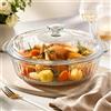 BADCRIS Pirofila in Vetro con Coperchio Trasparente 2.8L, 30.8x21.5x13 cm | Casseruola da Forno Ovale con Coperchio da Cucina per Lasagna, Stufati e Microonde, Termoresistente da -20°C a 400°C