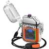 SUPRUS Accendino luminoso, 3 modalità di torcia, antivento, impermeabile, accendino elettrico, ricaricabile a doppio arco al plasma con fischietto di emergenza e cavo