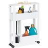 Relaxdays Carrello Bagno Porta Scopino, Scaffale su Ruote con 2 Scomparti, Mobile Salvaspazio, 71,5x17x50 cm, Bianco