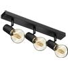 Klighten Faretti da Soffitto Orientabili Nero con 3 Attacco E27, Vintage Industriale Plafoniera 3 Luci Interno, lampada Soffitto per Cucina, Soggiorno, Camera da Letto, 39cm, Lampadina non Inclusa
