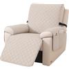 YSTELLAA Copripoltrona Relax Reclinabile 1 Posto, Beige | Copri Poltrona Con Braccioli Antigraffio Antimacchia, Copri Poltrona Elettrica Antiscivolo Universale, Facile Lavare