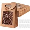 Zykra 12 Pezzi Sacchetti Regalo di Carta con Finestra Trasparente 20x14x7 cm | Sacchetti di Carta Kraft Marrone, Sacchetto Regalo con Finestra Trasparenti, Buste Carta con Manico Piccole per Caramelle