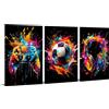 Novocloud 3Pcs Graffiti Calcio Parete Arte Immagini, 30x40cm Immagini Colorate del Gamepad Delle Cuffie Immagine di Arte Della Parete di Gioco al Neon per Camera da Letto e Sala da Gioco