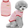 Voarge Maglietta con strisce per cane, maglietta estiva in morbido cotone per cuccioli Chihuahua Basic, abbigliamento per cani di piccola taglia media (rosso)
