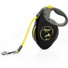 FLEXI Croci Flexi New Neon Tape, Guinzaglio per cani allungabile riflettente, taglia L fino a 50 kg, lunghezza 8 Metri, Nero e giallo