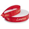 Decoraparty Nastrino in Doppio Raso Rosso spessore 15 mm con Scritta Laurea Oro, Rotolo Nastro Decorazione Dorata in Poliestere per Confettata, Bomboniera, Laureato, Celebrazione - 15 mm x 25 mt