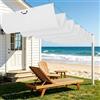 LISANSAN Tenda Parasole Retrattile 550 x 400 cm Impermeabile Vele Parasole da Esterno con Occhielli con Occhielli e Cordino per Terrazza, Pergola, Veranda, Giardino, Bianco